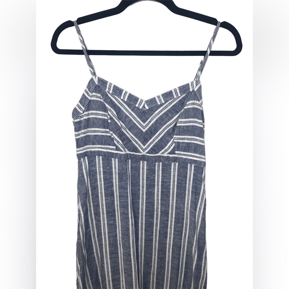 St. Tropez •Womens Linen Blue White Striped V-Neck Maxi Summer Dress Size 2 NWOT - Picture 3 of 8